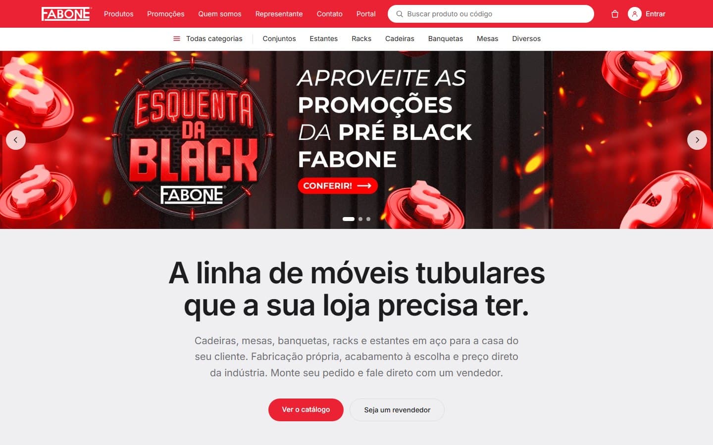 Tela inicial do site da Fabone